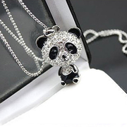Lovely Diamond Bear Pendant Necklace, Coat Chain HGE0785