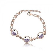 Fashion Three Fish Princess Crystal Jewelry Chain Bracelet 524282