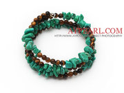 Turquoise Chips and Tiger Eye Three Times Wrapped Bracelet is sold at 