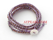 Purple Crystal Woven Wrap Bangle Bracelet