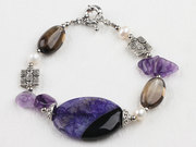 Amethyst and Crystal Bracelet with Moonlight Clasp