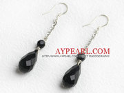 Dangling style drop shape black agate earrings is sold at US$ 1.73