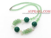 Green Crystal and Aventurine Necklace with Lobster Clasp 